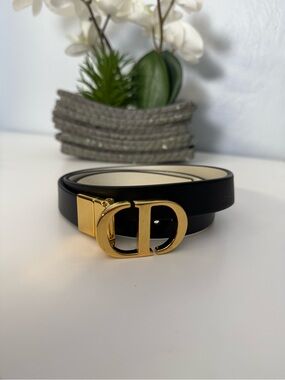 CHRISTIAN DIOR 30 Montaigne Reversible Skinny Belt XS